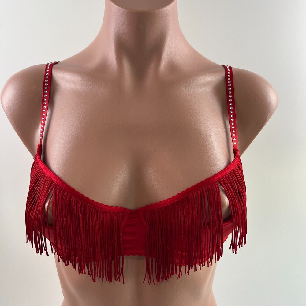 Victoria's Secret Very Sexy Push Up Without Padding Rhinestone Bra Red S-DD NWT